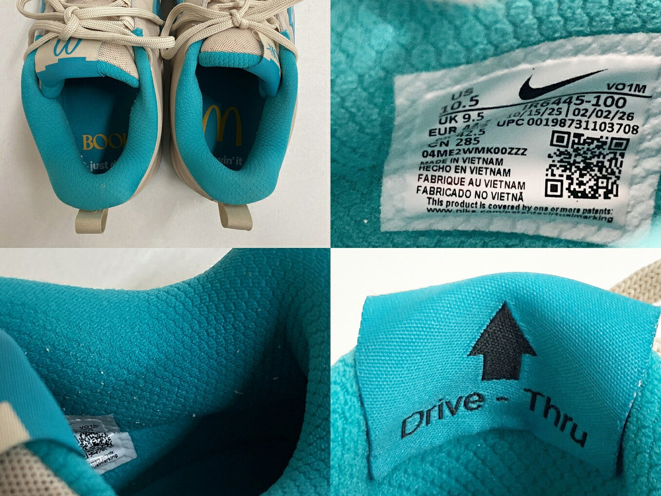 McDonald's x Nike Book 2 Turquoise Sneakers Size 28.5cm