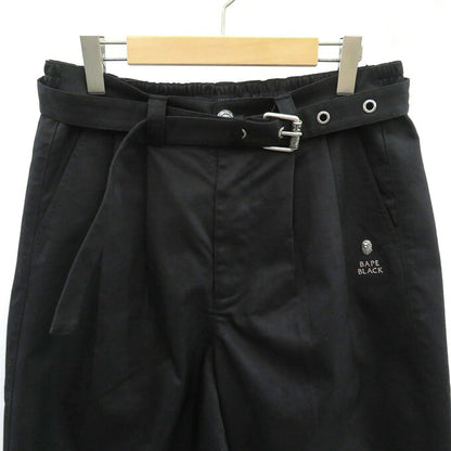 A BATHING APE BAPE BLACK Pleated Belted Pants Black Size M