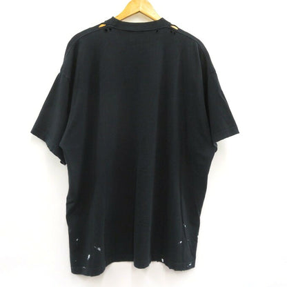 BALENCIAGA Metal Logo Distressed T-Shirt Black Size 2