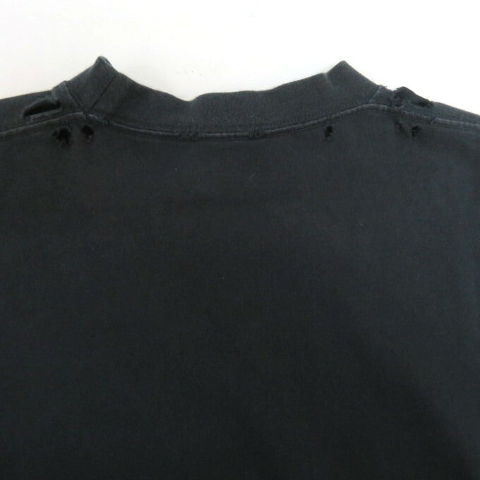 BALENCIAGA Metal Logo Distressed T-Shirt Black Size 2
