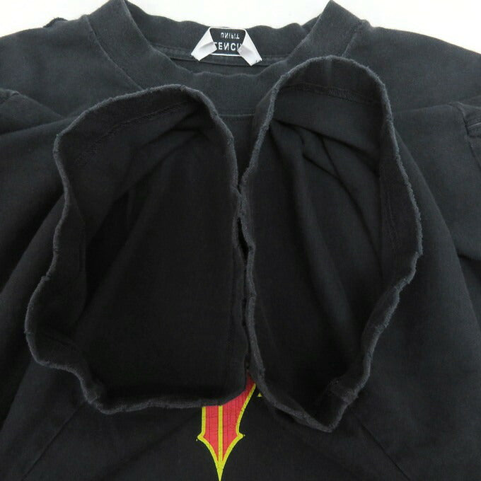 BALENCIAGA Metal Logo Distressed T-Shirt Black Size 2