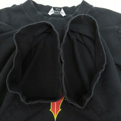 BALENCIAGA Metal Logo Distressed T-Shirt Black Size 2