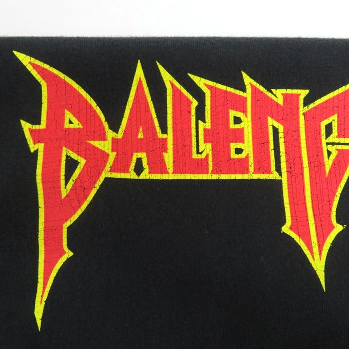 BALENCIAGA Metal Logo Distressed T-Shirt Black Size 2