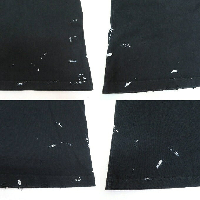 BALENCIAGA Metal Logo Distressed T-Shirt Black Size 2