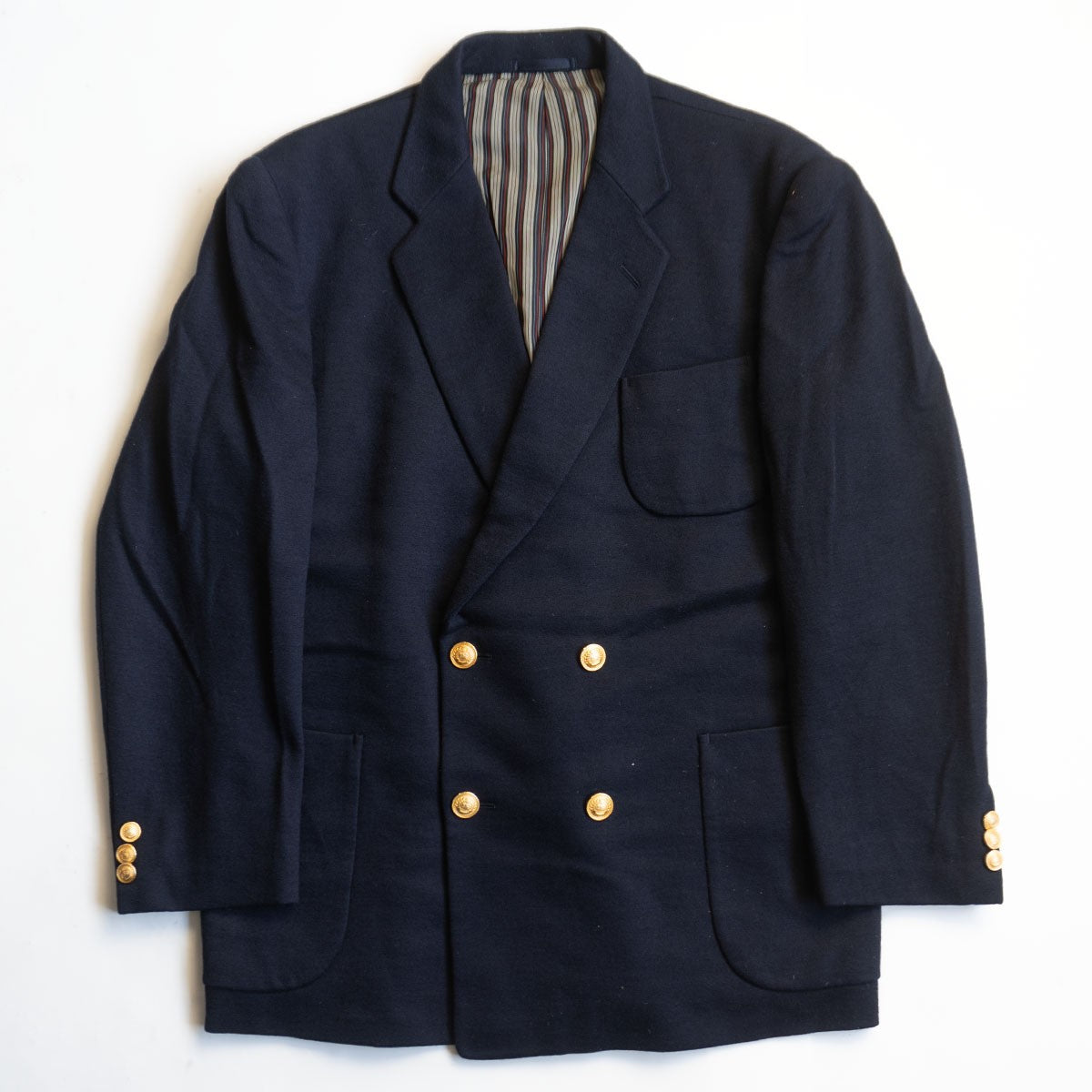 BURBERRYS Double Breasted Navy Blazer Gold Buttons Size M