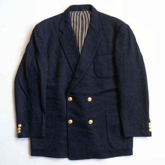 BURBERRYS Double Breasted Navy Blazer Gold Buttons Size M