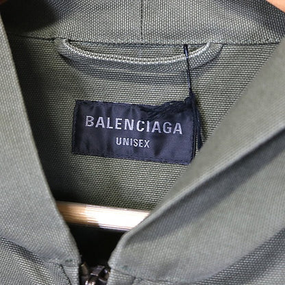 BALENCIAGA 2024 Zip Hooded Cotton Coat Khaki Size M