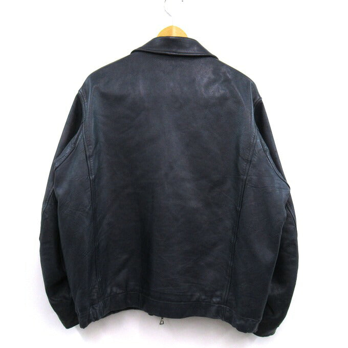 French Army 70's Pilot Leather Jacket Blue Size 96M