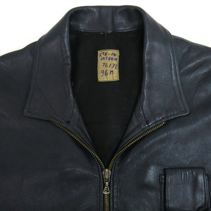 French Army 70's Pilot Leather Jacket Blue Size 96M