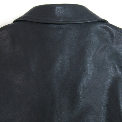 French Army 70's Pilot Leather Jacket Blue Size 96M