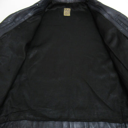 French Army 70's Pilot Leather Jacket Blue Size 96M