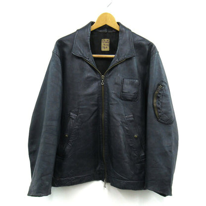French Army 70's Pilot Leather Jacket Blue Size 96M