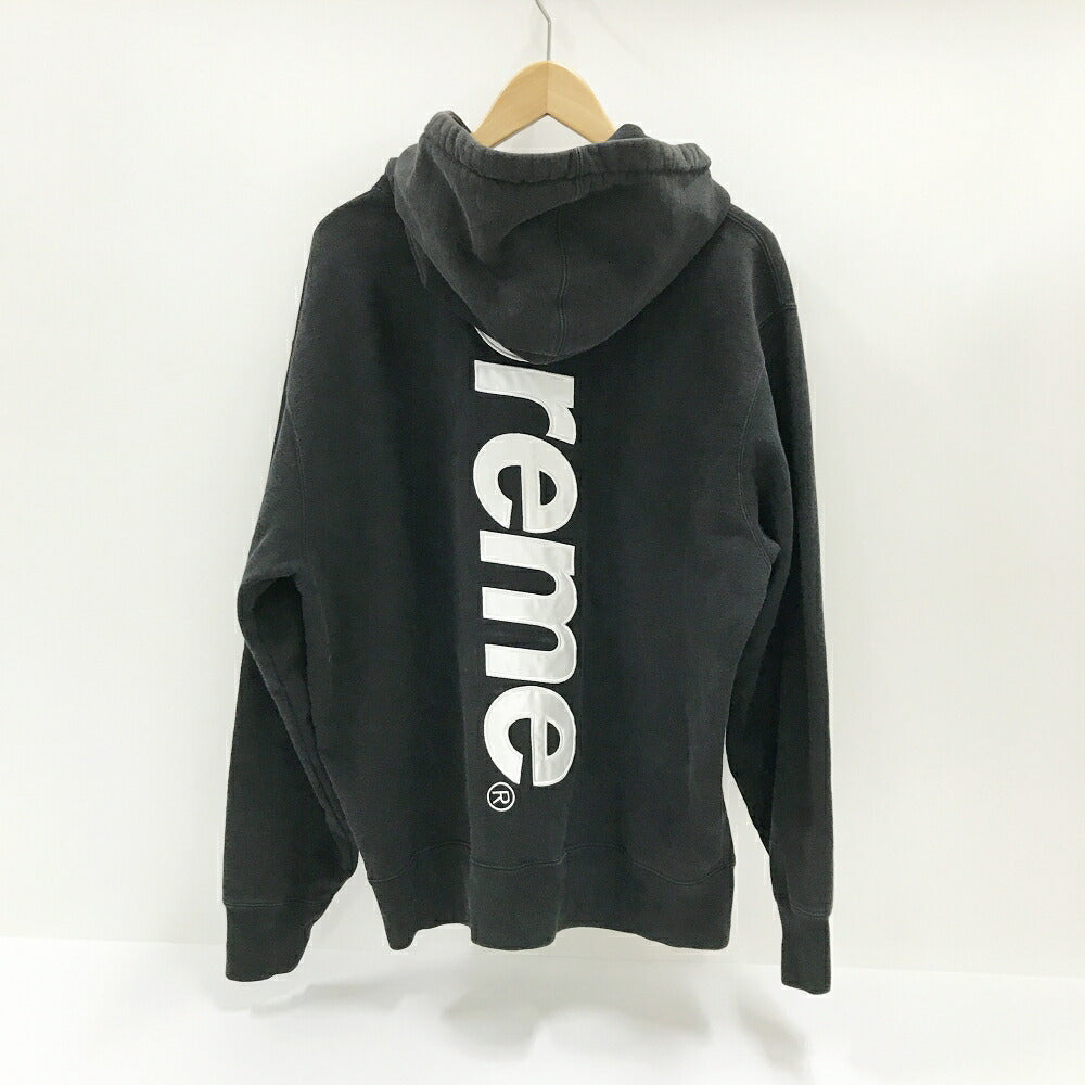 Supreme Satin Applique Logo Pullover Hoodie Black Size M