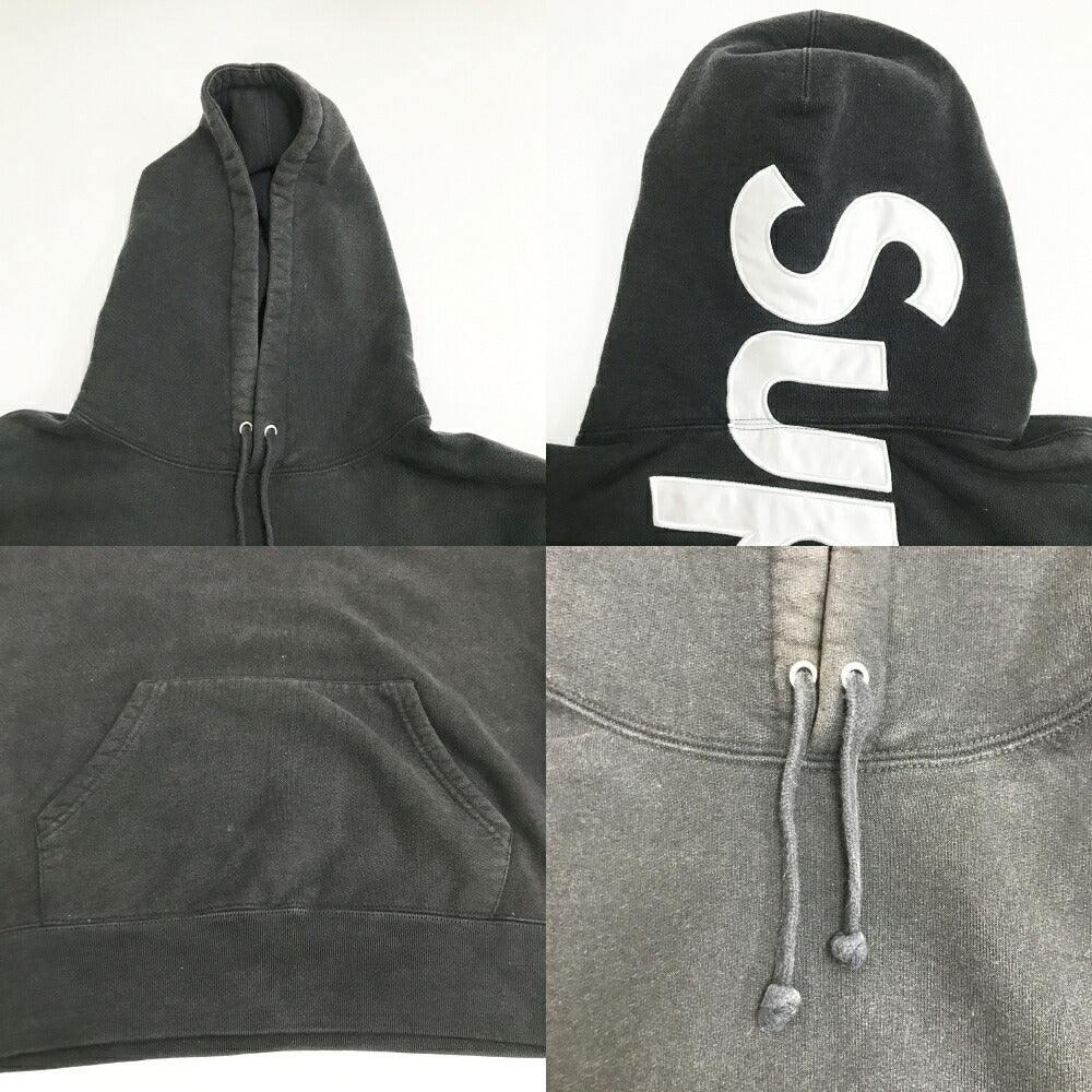 Supreme Satin Applique Logo Pullover Hoodie Black Size M