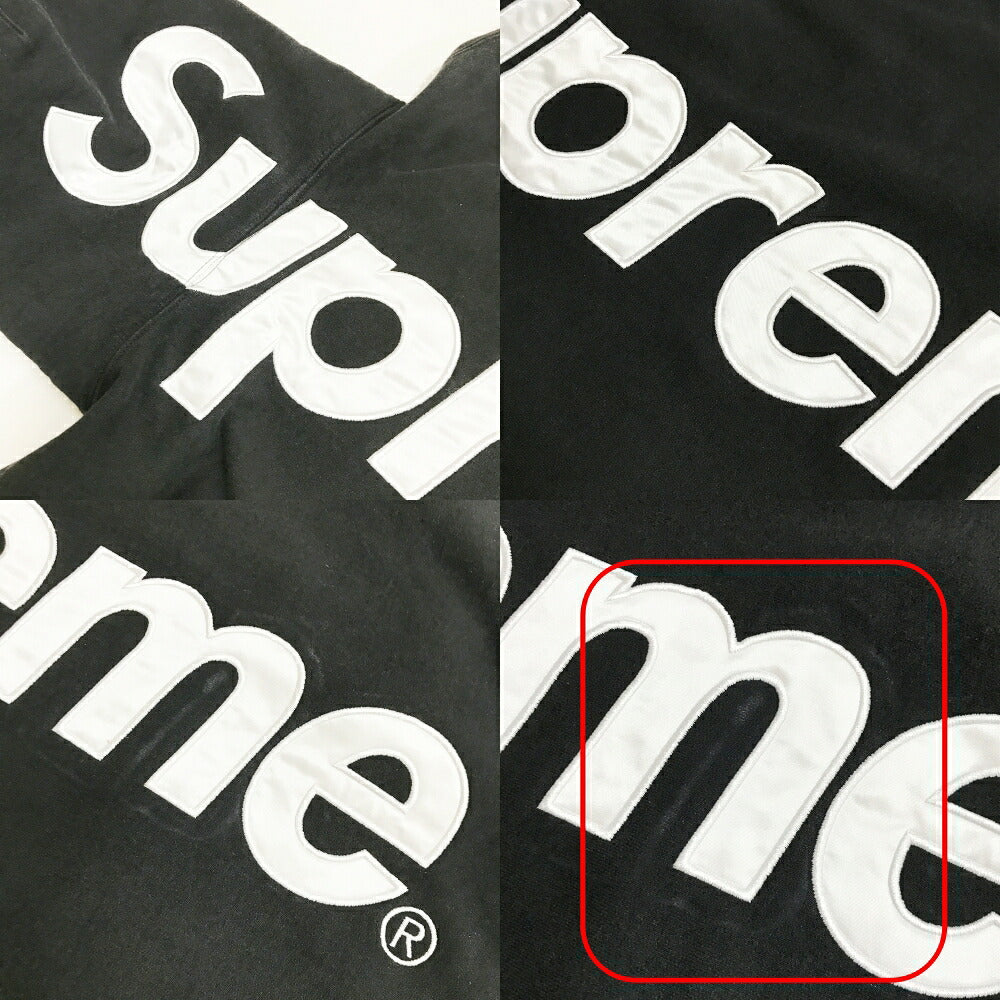 Supreme Satin Applique Logo Pullover Hoodie Black Size M