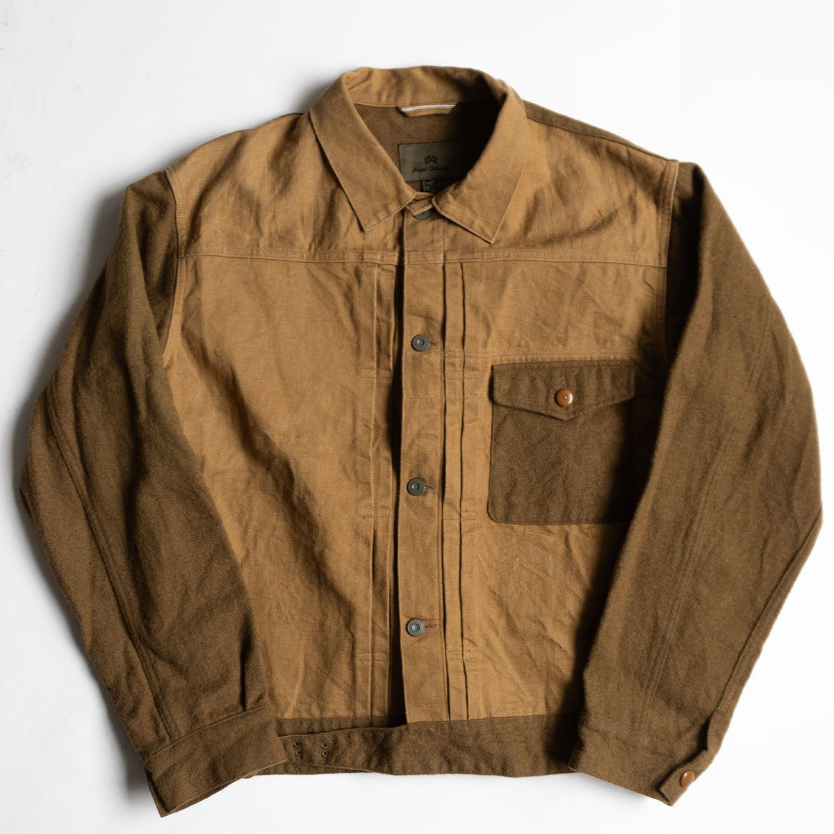 NIGEL CABOURN Wool Mix Brown Denim Jacket Size XXL