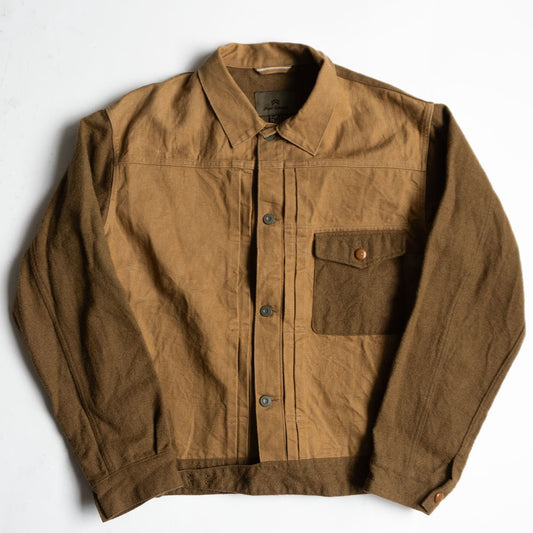NIGEL CABOURN Wool Mix Brown Denim Jacket Size XXL