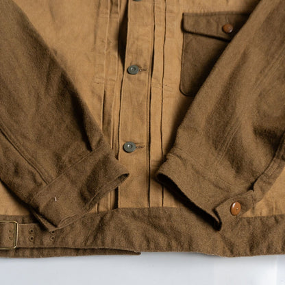 NIGEL CABOURN Wool Mix Brown Denim Jacket Size XXL