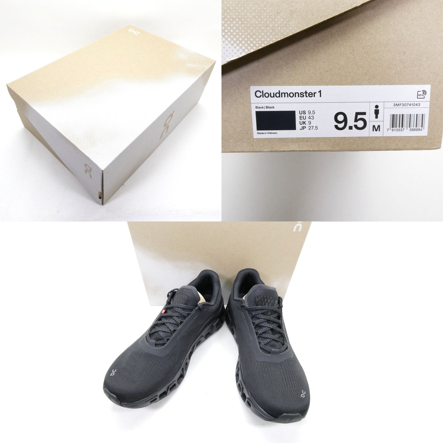 On Cloudmonster 1 Black Running Sneakers