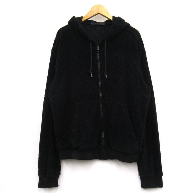 LOUIS VUITTON Monogram French Terry Zip Hoodie Black Size M