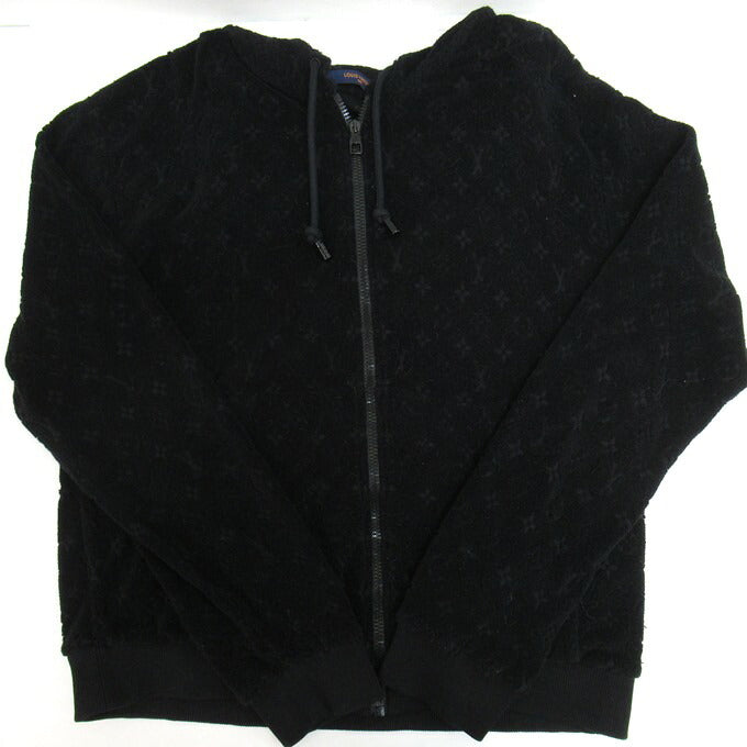 LOUIS VUITTON Monogram French Terry Zip Hoodie Black Size M