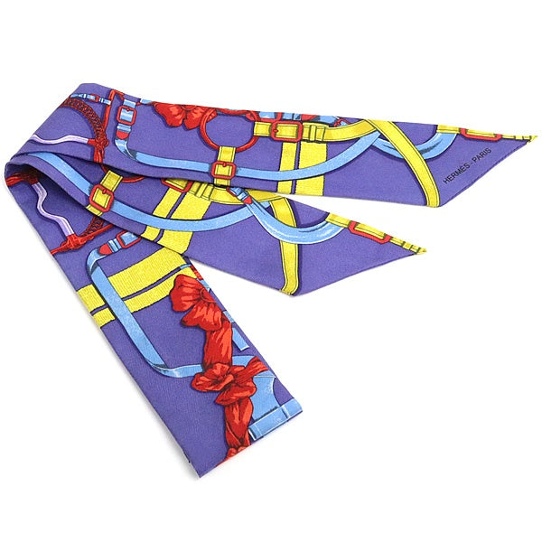 HERMES Grand Manege Silk Scarf Purple