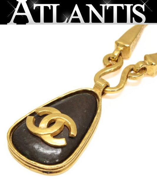 CHANEL Vintage Coco Mark Gold Necklace Size ONE SIZE