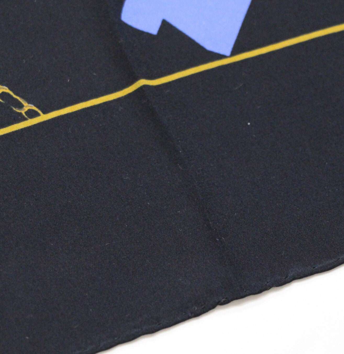CHANEL Vintage Mademoiselle Black Blue Scarf Size ONE SIZE