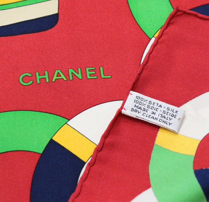 CHANEL Vintage Steamboat Print Silk Scarf Size ONE SIZE