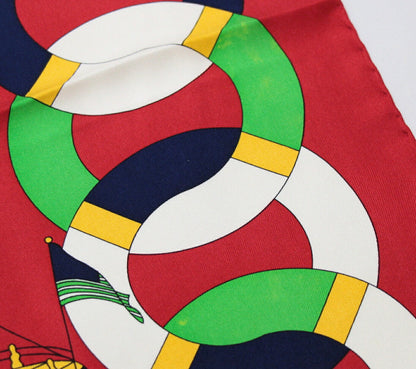 CHANEL Vintage Steamboat Print Silk Scarf Size ONE SIZE
