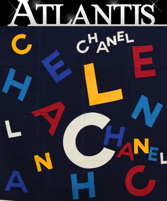 CHANEL Vintage Multicolor Logo Silk Scarf Size ONE SIZE