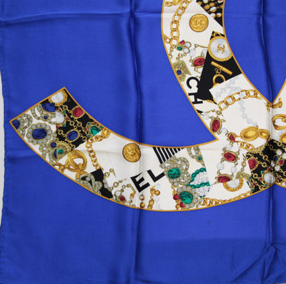 CHANEL Vintage Coco Mark Jewelry Silk Scarf Size ONE SIZE
