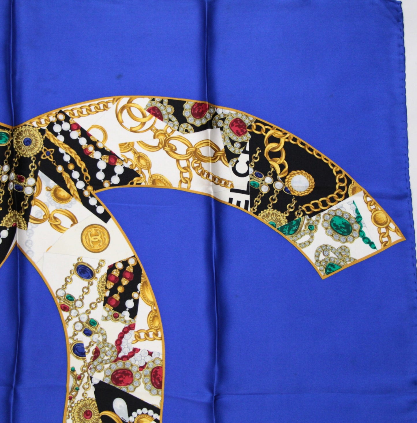 CHANEL Vintage Coco Mark Jewelry Silk Scarf Size ONE SIZE