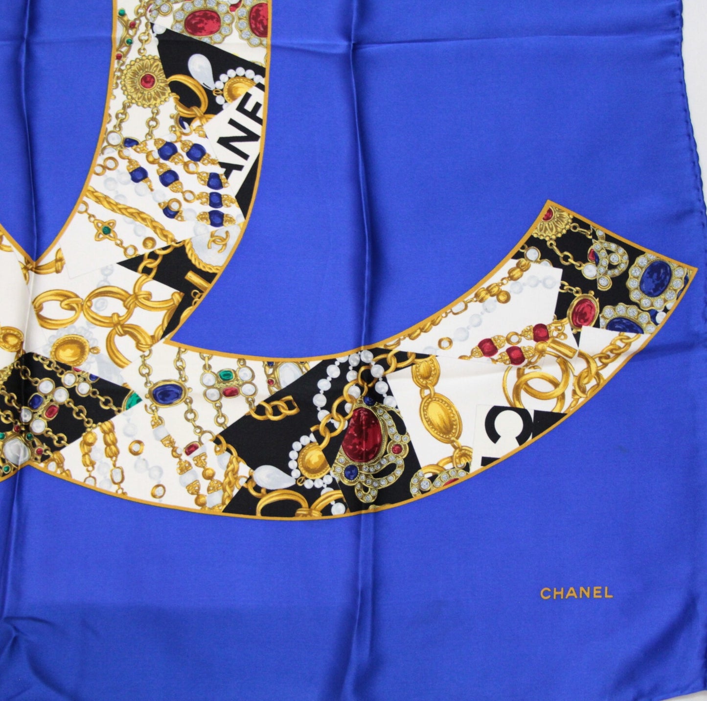 CHANEL Vintage Coco Mark Jewelry Silk Scarf Size ONE SIZE