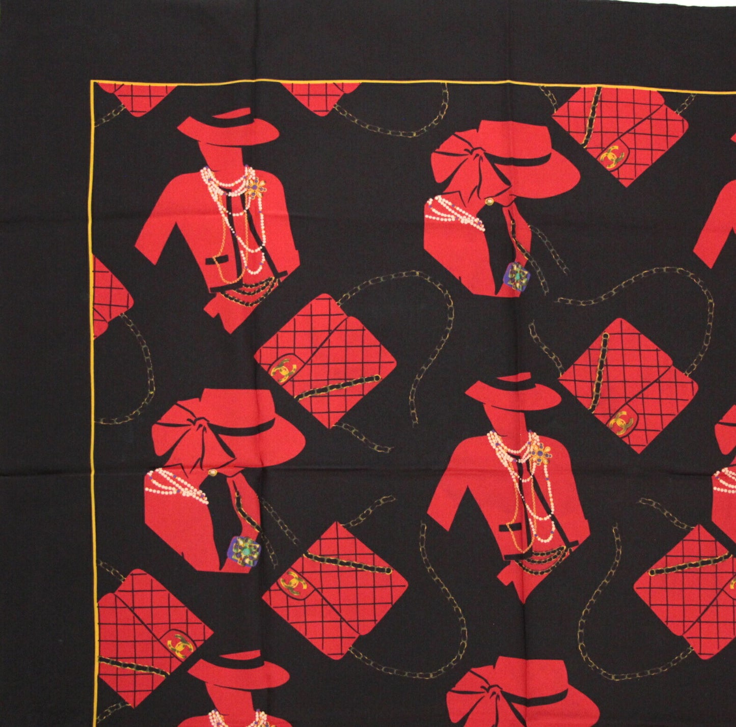 CHANEL Vintage Mademoiselle Silk Scarf Size ONE SIZE