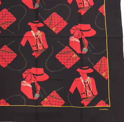 CHANEL Vintage Mademoiselle Silk Scarf Size ONE SIZE