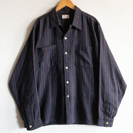 Viyella 60S Open Collar Striped Shirt Size L