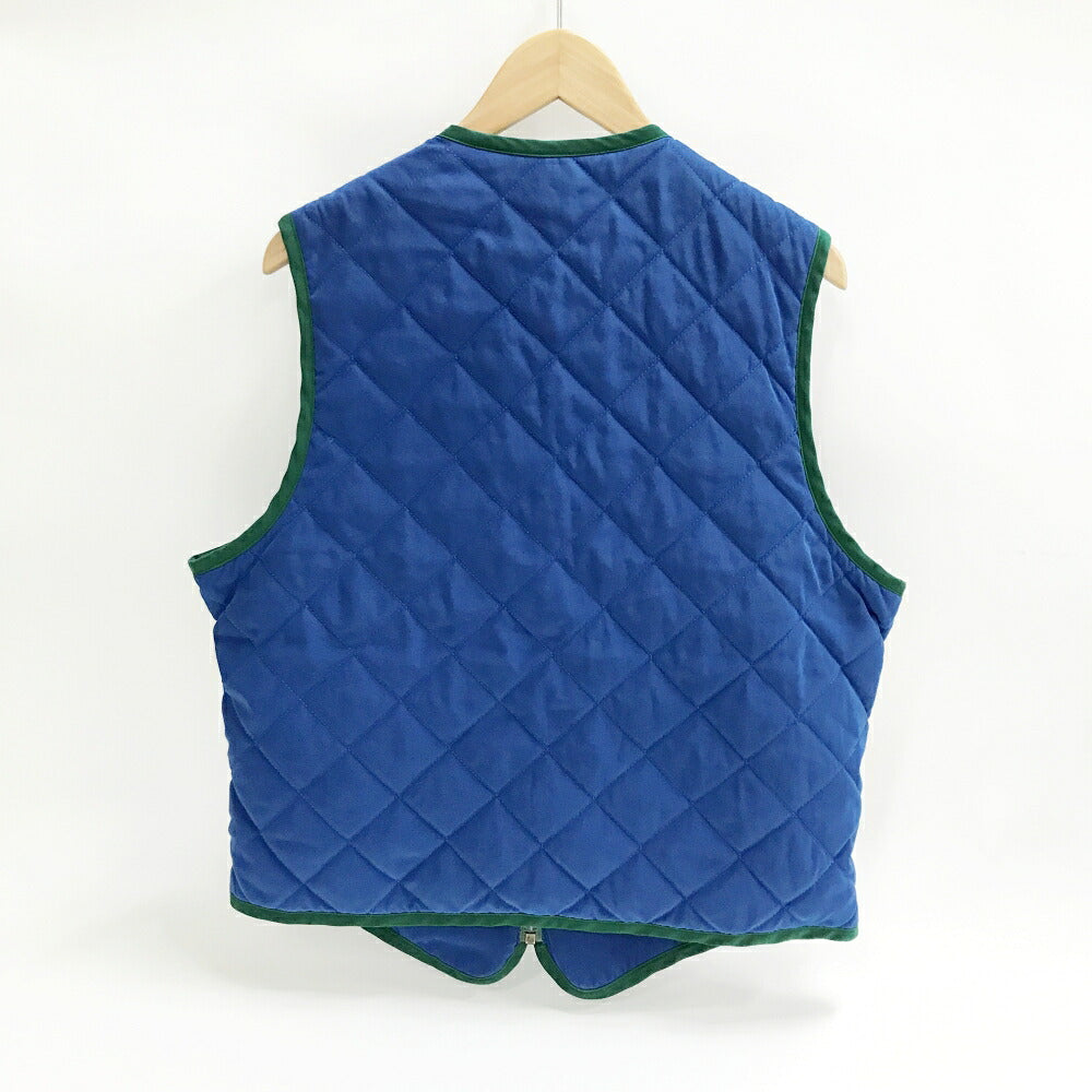 HERMES Quilted Vest Blue Made in France Size 52