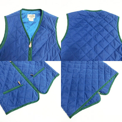 HERMES Quilted Vest Blue Made in France Size 52
