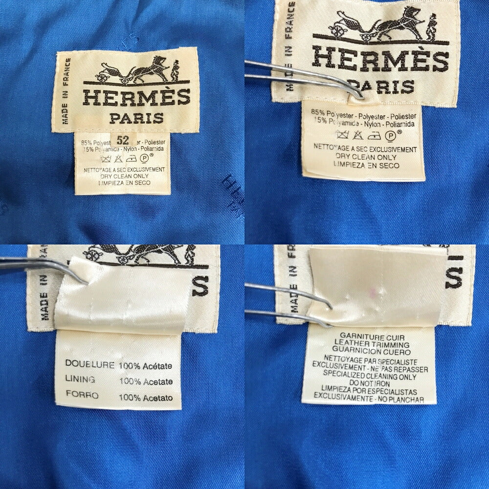 HERMES Quilted Vest Blue Made in France Size 52