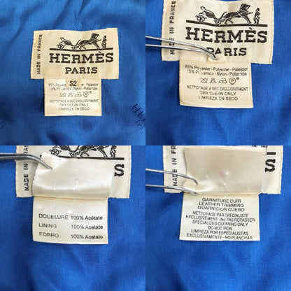 HERMES Quilted Vest Blue Made in France Size 52