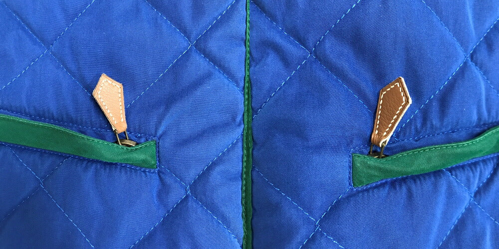 HERMES Quilted Vest Blue Made in France Size 52