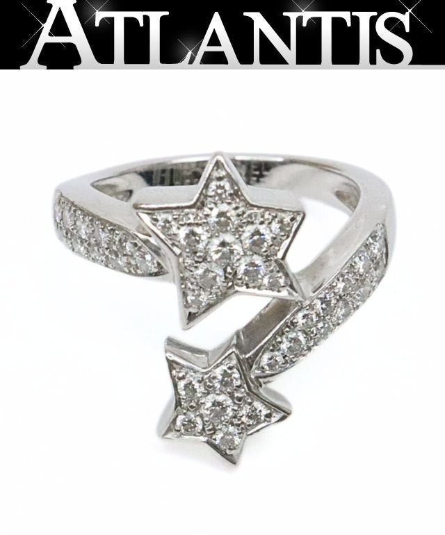 CHANEL Comet Pave Diamond Ring K18WG Size ONE SIZE