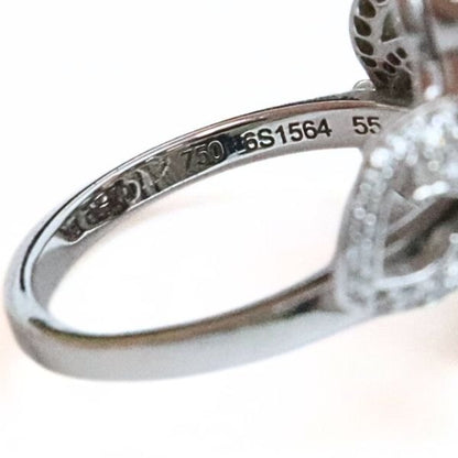 CHANEL Camellia Openwork Pave Ring K18WG Size ONE SIZE