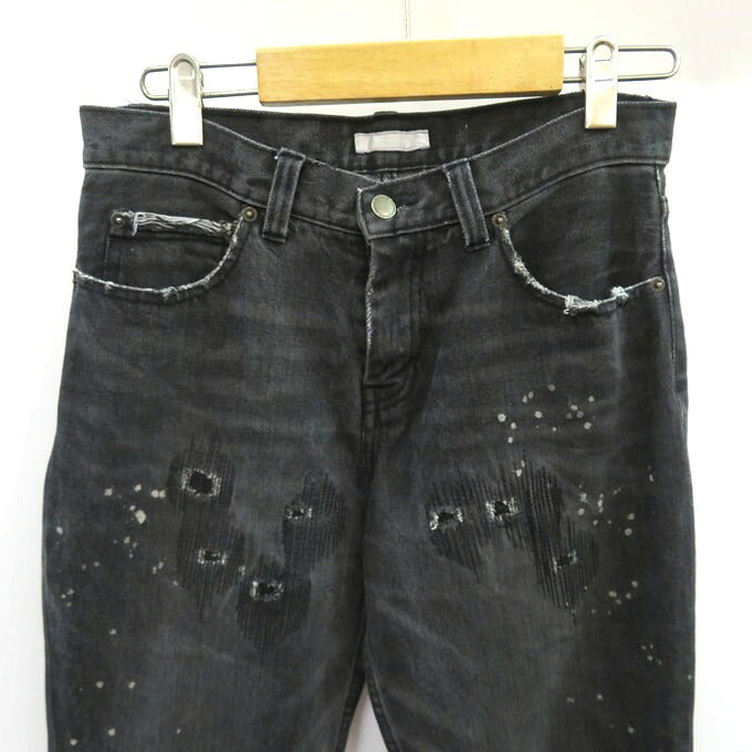 NUMBER(N)INE 01AW Black Grunge Denim Jeans Pants Size 2