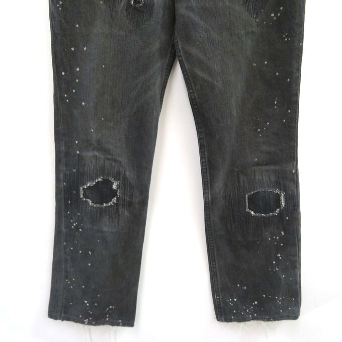 NUMBER(N)INE 01AW Black Grunge Denim Jeans Pants Size 2
