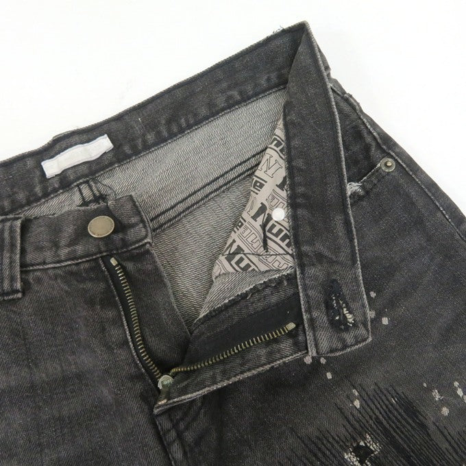 NUMBER(N)INE 01AW Black Grunge Denim Jeans Pants Size 2