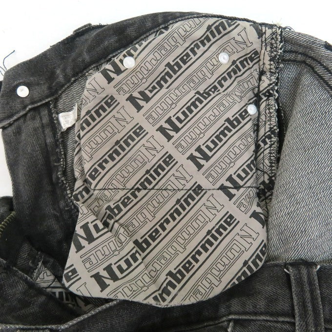 NUMBER(N)INE 01AW Black Grunge Denim Jeans Pants Size 2