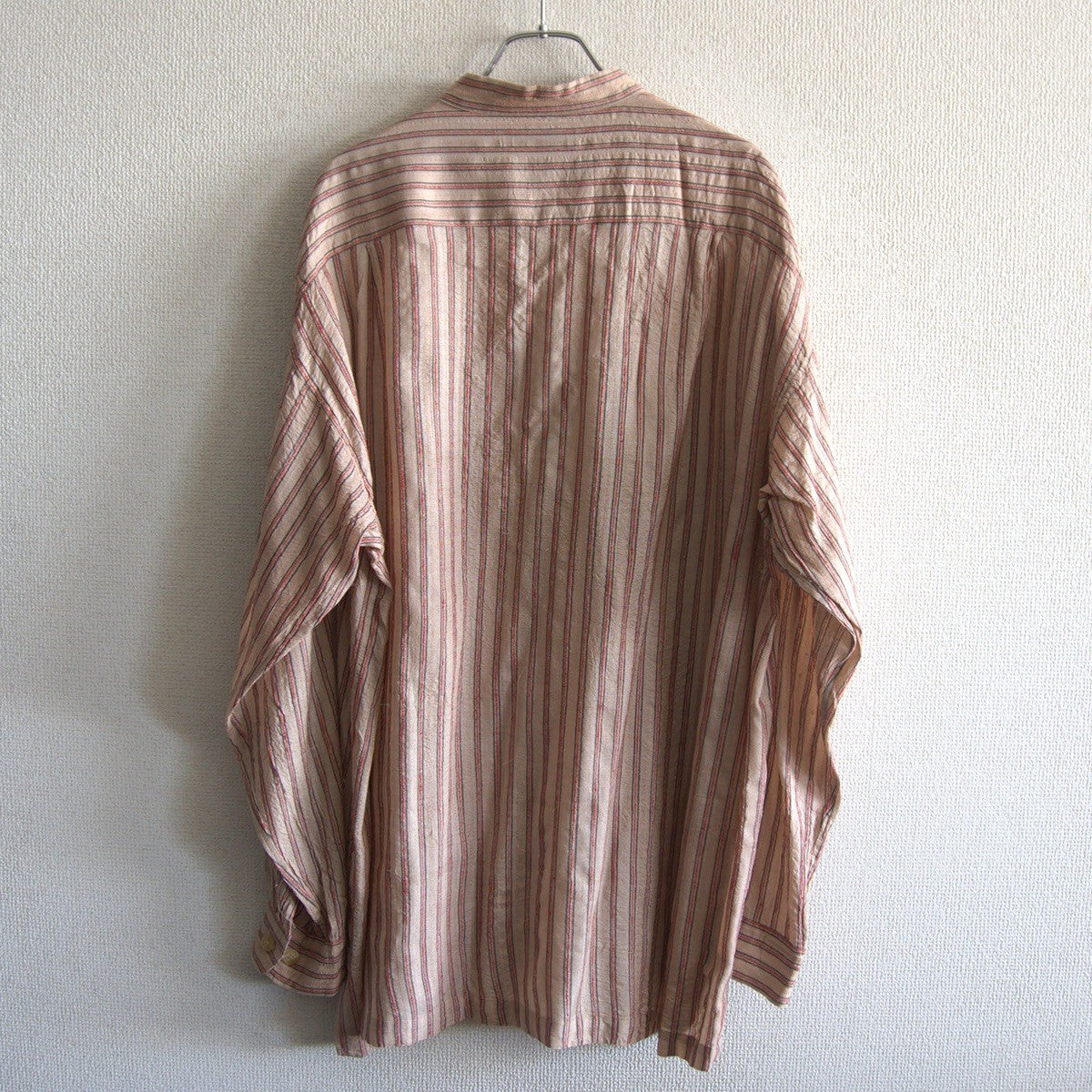 Issey Miyake Striped silk band-collar shirt Size 4