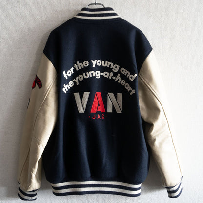 VAN JAC Leather sleeve varsity jacket Size L